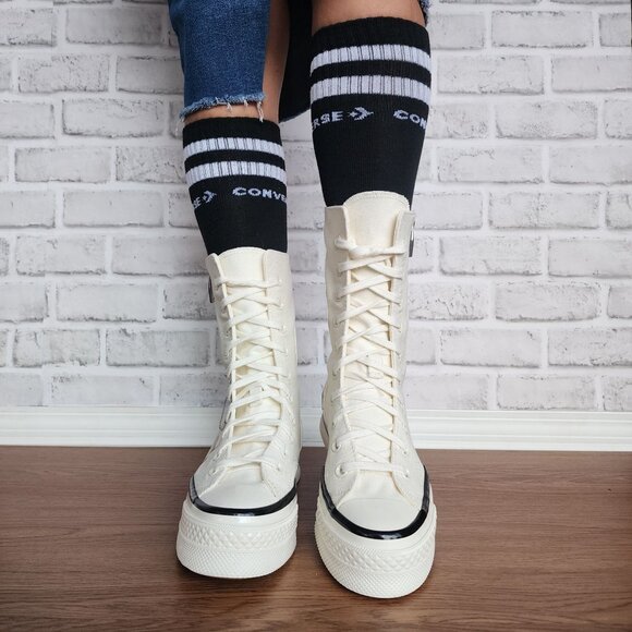 Converse Chuck 70 Plus XHi 7.5 Women Shoes Sneaker Platform Canvas Egret A08221C - Picture 5 of 11